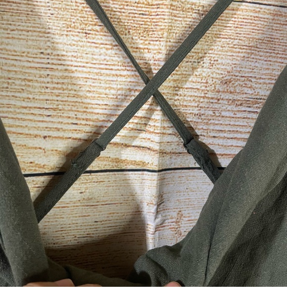 WHO I AM cowl neck relaxed jumpsuit crisscross back olive green Size 10 - Picture 9 of 14